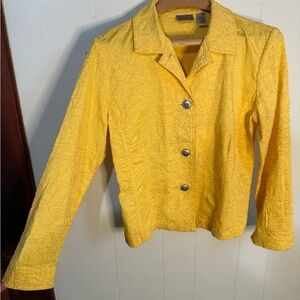Chico's Yellow Floral Embroidered Jacket